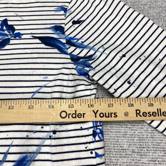 Polo Ralph Lauren Top Women's Medium White Blue Flowers and Stripes 3 /4 Sleeves - Picture 6 of 16